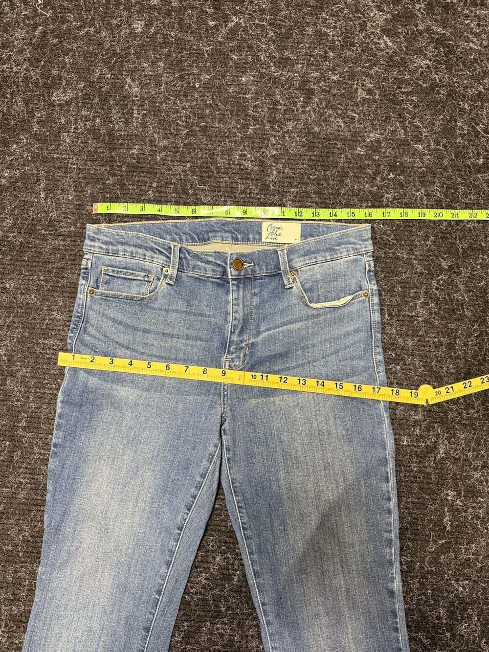 Cosmic Blue Love Women's Skinny Jeans Size 29 Blue Stretch Denim Distressed Y2K